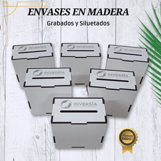 Alcancías personalizadas, envases en madera