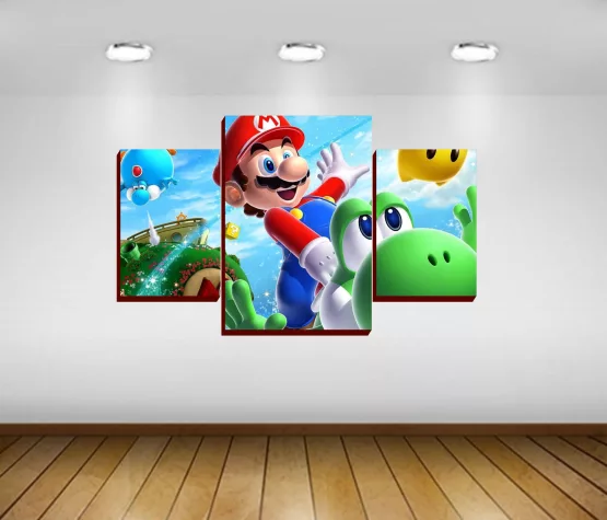 Mural Cuadro Triptico Mario Bros videojuegos